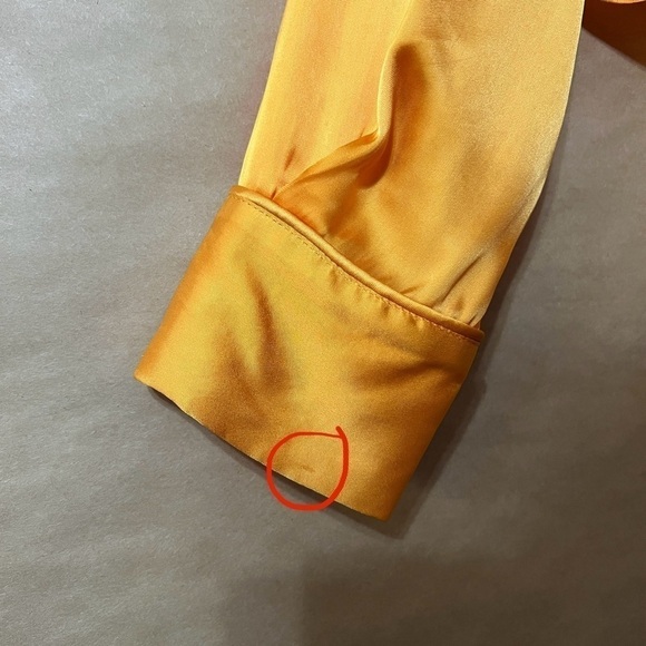 Aritzia | Wilfred Tie-Front Blouse Satin Button Front Top Marigold Size S - Picture 8 of 14